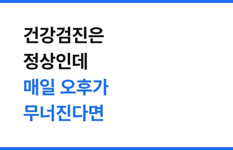 건강검진은 정상인데 매일 오후가 무너진다면